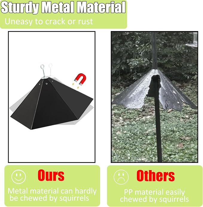 Widened 19" Metal Squirrel Baffle for Bird Feeder Poles - Outside Baffle Guard, Weatherproof Outdoor Squirrel Proof Protector with Matte Black Finish (2 Pack)