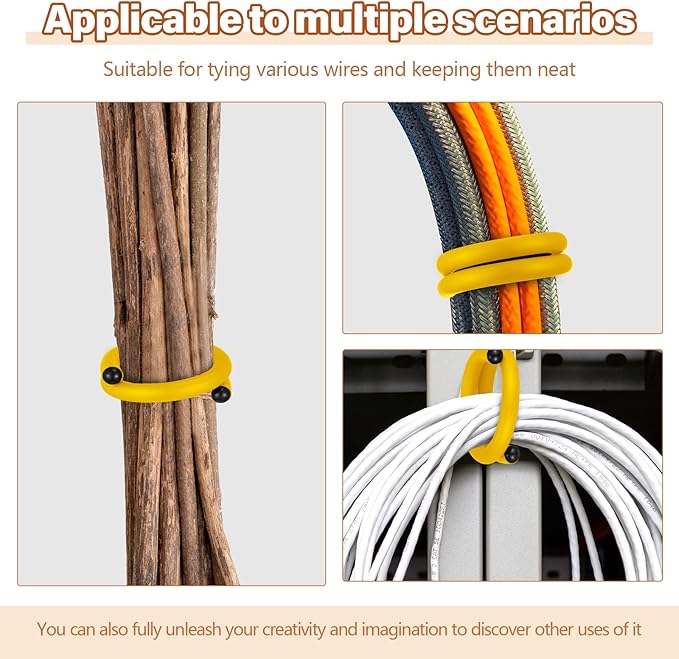 20 Pcs 17 Inch EVA Foam Twist Rubber Ties Reusable Bendable Cable Tie Straps Flexible Heavy Duty Twisty Ties for Organizing Cords Bundling (Yellow)
