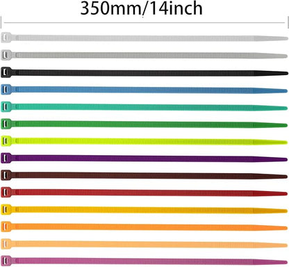 XINGO 100PCS Cable Zip Ties Heavy Duty, Premium Nylon Plastic Wire Ties with 50 Pounds Tensile Strength, Self-Locking Black Nylon Zip Ties for Indoor and Outdoor (14 inch, Brown)
