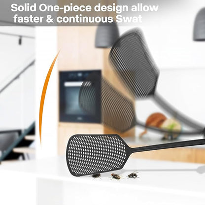 Fly Swatters-Begonia Flexible Heavy Duty Thick Fly Swatters with Bigger Paddle, Black 6 Pack