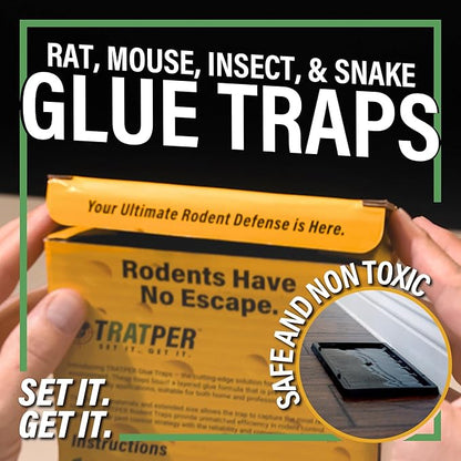 Glue Traps for Mice,Rat,Mouse,Snake,Lizard,Insect. 12 Pack. Extra Strength,Pre-Baited Adhesive.Heavy Duty Plastic Tray.Non-Toxic,Chemical-Free Pest Control for Home. 12Pack