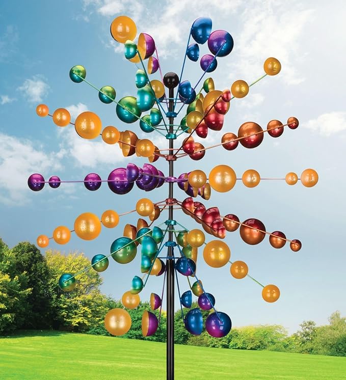 Regal Art & Gift Fireworks Wind Spinner – Metal Yard Decorations Outdoor | Kinetic Garden Spinner for Lawn, Pathway, or Flower Bed | Weather-Resistant Outdoor Sculpture - 86 Inch