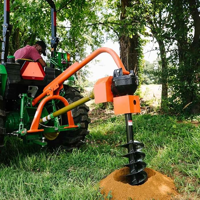 Titan Attachments 60 HP 3 Point Post Hole Digger with 9" Auger Attachment, Fits Cat 1 Tractors for Fence Post Holes, Deck Installation