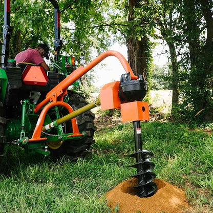 Titan Attachments 60 HP 3 Point Post Hole Digger with 9" Auger Attachment, Fits Cat 1 Tractors for Fence Post Holes, Deck Installation
