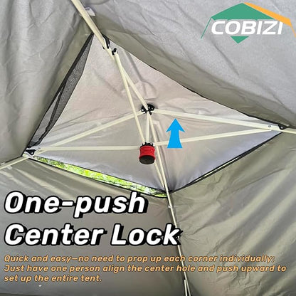 COBIZI 12x12 Pop up Gazebo on Clearance with Mosquito Netting & Sandbags, Outdoor Canopy Tent with 4 Ropes 8 Stakes & Portable Carrying Bag, Patio Portable Gazebo for Garden Backyard & Lawn,Khaki