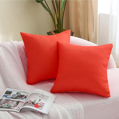 18" x 18" Throw Pillows, Outdoor Waterproof Pillows with Inserts, Square Decorative Pillows for Patio Furniture Garden Couch Sofa Home(Red, Set of 4)