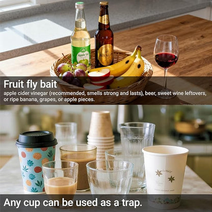 50 Pack Fruit Fly Trap Covers, Double-Sided Sticky Adhesive Cards for Gnats, Fruit Flies, Moths, Kitchen Insect Control (50 Pcs)