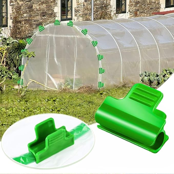 24pcs 19mm Garden Hoops for Netting, Greenhouse PVC Tube Clip for 18-20mm Poles, Garden Buildings Shading Net Rod Tube Clip Film Row Fixing Cover Tunnel Hoop Clips, Non-Slip, Green