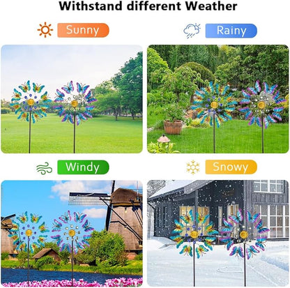 Viveta 2Pack Garden Wind Spinners,Outdoor Metal Butterfly Wind Sculpture, Windmill Wind Spinner for Outdoor Yard Patio Lawn & Garden,12.5''Dia