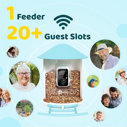 NETVUE by Birdfy Smart Bird Feeder with Camera, Bird Watching Camera, Auto Capture Video & Motion Detection, 1080P Live Steam, Cardinal Feeder Outdoor Wireless, Ideal Present for Backyard Birder, Blue
