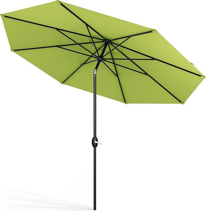 Midtown Umbrellas Sunbrella Umbrella 8 Feet Outdoor Umbrella With Sunbrella Macaw Acrylic Fabric - Auto-Tilt Aluminum Frame Patio Umbrella For Backyard, Deck, Garden, Pool - Black Pole
