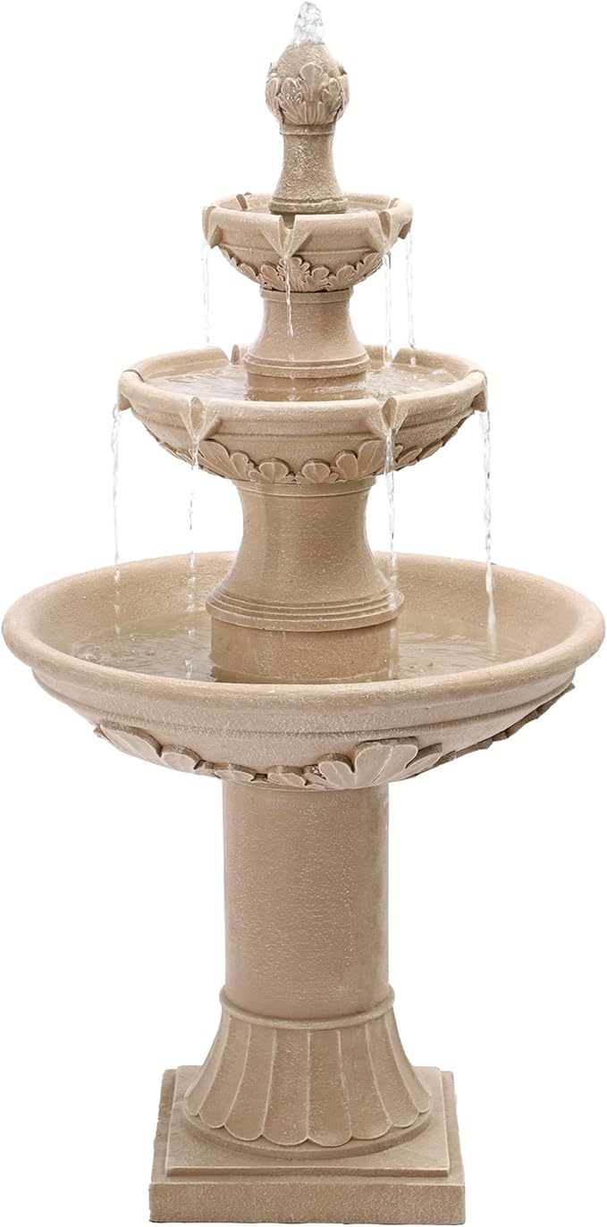 MAGIC UNION Outdoor Garden Water Fountains, 48.4''H Italian Style Fountains and Waterfalls Outside, 3-Tier Large Bubbler Cascading Indoor Floor Water Fountain Features with Pump for Home Yard Decor