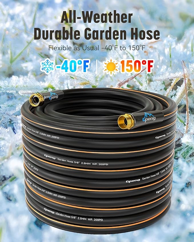 Heavy Duty Garden Hose, 75ft x 5/8" Water Hose, Flexible Hybrid Hose with Swivel Handle, Male to Female Fittings, Burst 600 PSI