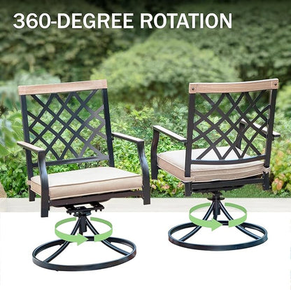 PHI VIALLA Patio Chairs Outdoor Swivel Dining Chairs Outdoor Furniture Chairs Set of 4 with Cushion Suports 300lbs for Lawn Garden Backyard Weather Resistant-Black Frame