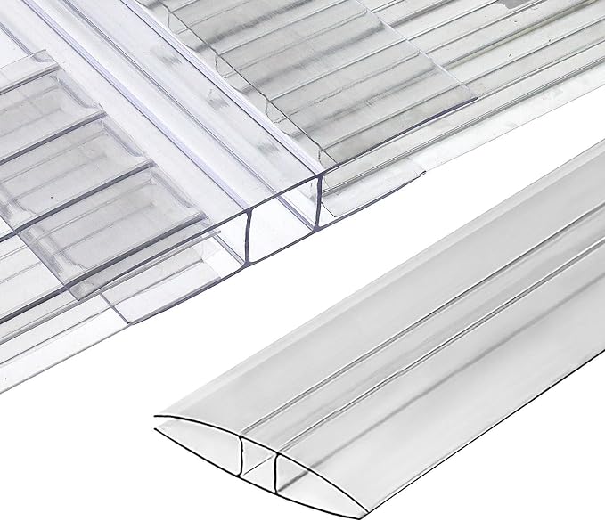 Greenhouses Polycarbonate Greenhouse Panels Connectors - Fit 6mm or 8mm Twin-Wall Polycarbonate Panels, Join 2 Pieces of Panels Together, 4-Foot Length, 10 Pieces (H Connectors 8mm-4ft)