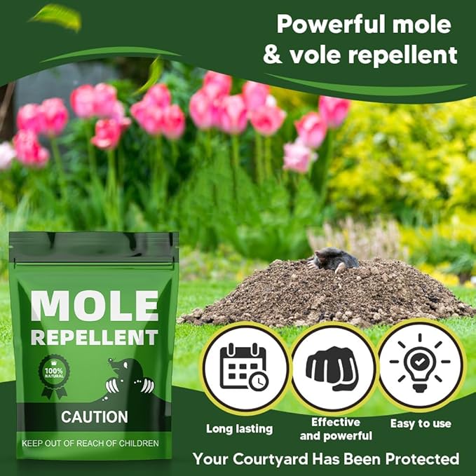 Mole Repellent Outdoor, Gopher Repellents, Vole Repellent for Lawn, Natural Groundhog Repellent, Safe for People & Pets, Mole Repellent for Lawn and Garden, 3 Months Protection -8P