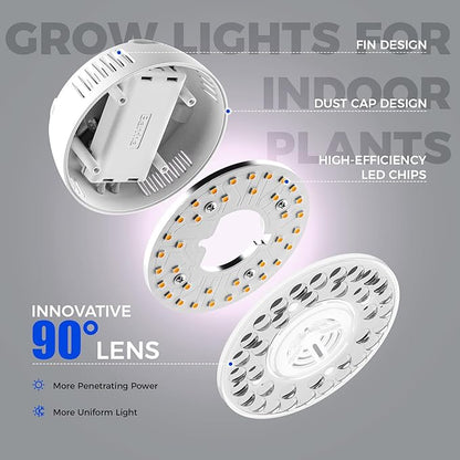 Barrina Orbgrow OG09 Puck Grow Light with Timer, Pinkish White 18W(2 x 9W, 270 Watt Equiv), Full Spectrum Plant Light for Indoor Plants, Magnetic & Linkable, 5 Levels Dimmable for Plant Shelf, 2 Packs