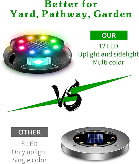 Biling Solar Pathway Lights Outdoor Uplight Sidelight, 8 Packs Multi Color Solar Ground Lights Waterproof for Yard Walkway Garden Halloween Decorations
