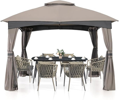 MASTERCANOPY Outdoor Patio Gazebo for Garden with Upgrade Steel Frame and Netting Walls (10x10,Gray)