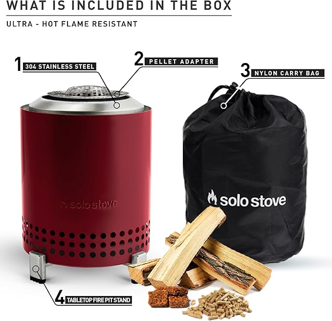 Solo Stove Mesa, 5.1 Inch Tabletop Fire Pit with Stand - Smokeless, Stainless Steel Fire Pit for Camping, Outdoor & Patio- Wood Burning or Pellet Fueled Portable Bonfire, 1.4lbs, Ash