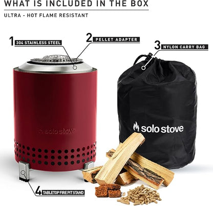 Solo Stove Mesa, 5.1 Inch Tabletop Fire Pit with Stand - Smokeless, Stainless Steel Fire Pit for Camping, Outdoor & Patio- Wood Burning or Pellet Fueled Portable Bonfire, 1.4lbs, Ash