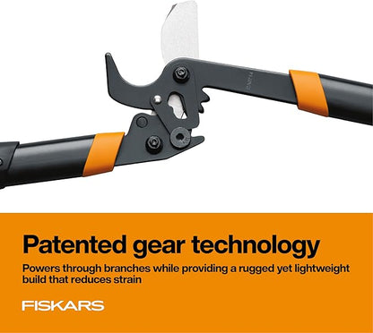Fiskars 18-Inch Loppers for Tree Trimming, Heavy Duty, Sharp Bypass Steel Blade Tree Branch Cutter up to 1.5-Inch Diameter Cut Capacity, PowerGear2 Technology Multiplies Power, Hand Loppers