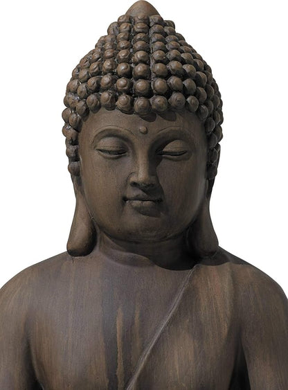 John Timberland Sitting Buddha Statue Sculpture Zen Asian Japanese Garden Decor Outdoor Front Porch Patio Yard Outside Home Balcony House Dark Sandstone Faux Stone Finish Resin 29 1/2" Tall