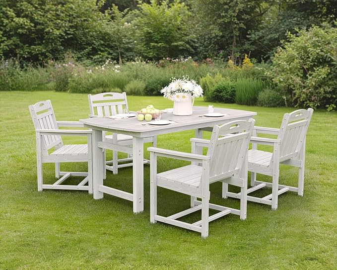 Ciokea Outdoor Patio Dining Chair Set of 2, HDPE Porch Chairs for Dining Table, All-Weather Durable Outdoor Furniture for Backyard, Garden, Lawn & Poolside, White