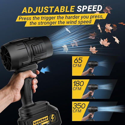 Leaf Blower Cordless,Hand Held Blower with 21V*2 Pcs Batteries,300000RPM Turbo Jet Blower,Portable Leaf Blower for Patio Cleaning,Lawn Care, Leaves and Dust