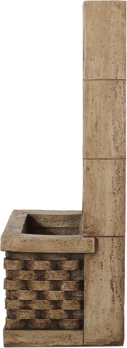 Merax 35.25" High Wall Tower Fountain,Weather-Resistant Outdoor Fountain with LED Lights, Light Brown Faux Stone, Garden Fountain for Patio, Yard, or Entryway