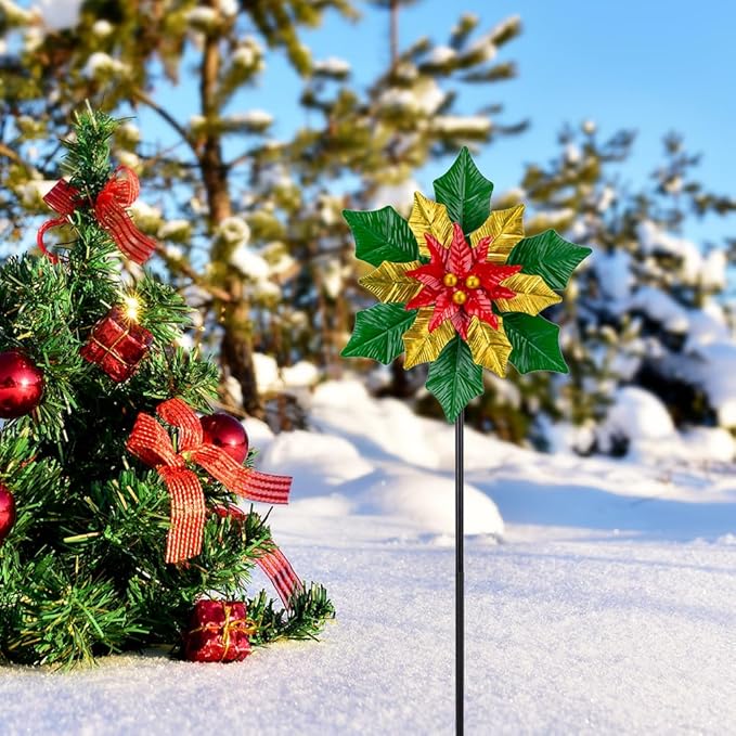 Viveta Christmas Outdoor Wind Spinners, Garden Wind Spinner, Festive Windmill for Yard Garden, Christmas Decorations Outdoor