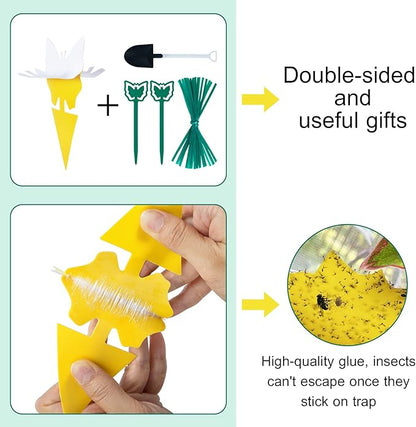 54 Pack Fruit Fly Trap for Indoor, Gnat Traps for House Indoor, Fungus Gnat Killer Sticky Traps for Plants, Mosquitoes, Flying Insects