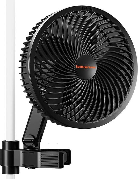 Spider Farmer New Grow Tent Clip Fan 6", EC Motor, Custom 10 Dynamic Wind Speeds and 10-Level Oscillation, Weatherproof IP-54, Powerful Airflow but Quiet for Hydroponics Circulation Cooling