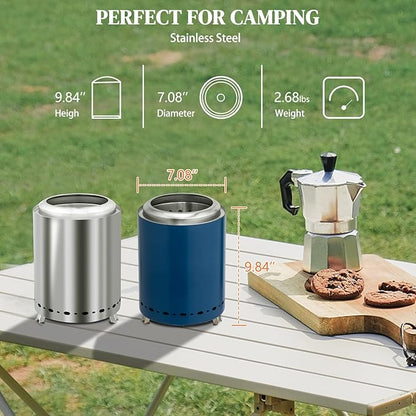 Tabletop Fire Pit 9.7 x 7.1 Inch with Removable Ash Pan, Smokeless Firepit Camping Stove with Bag for Outdoor Safe Burning Firepits, Stainless Steel Wood Burning Fire Pits for Heating, Bonfire