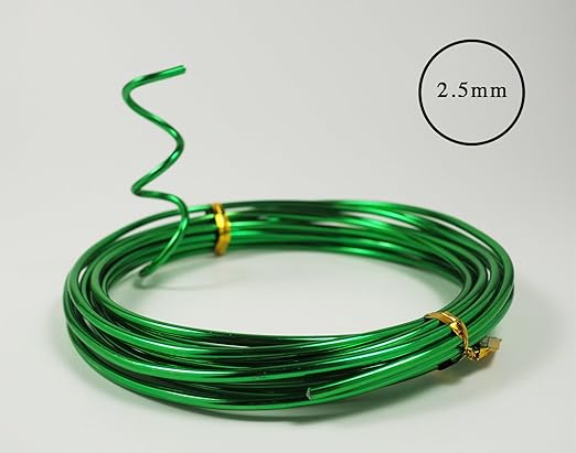 Aluminum Floral/Plant/Bonsai Tree Wire 5-Size Starter Set with Canvas Bag - 1.0mm, 1.5mm, 2.0mm, 2.5mm, 3.0mm (147 feet Total) - Choose Your Color (5 Sizes, Green)