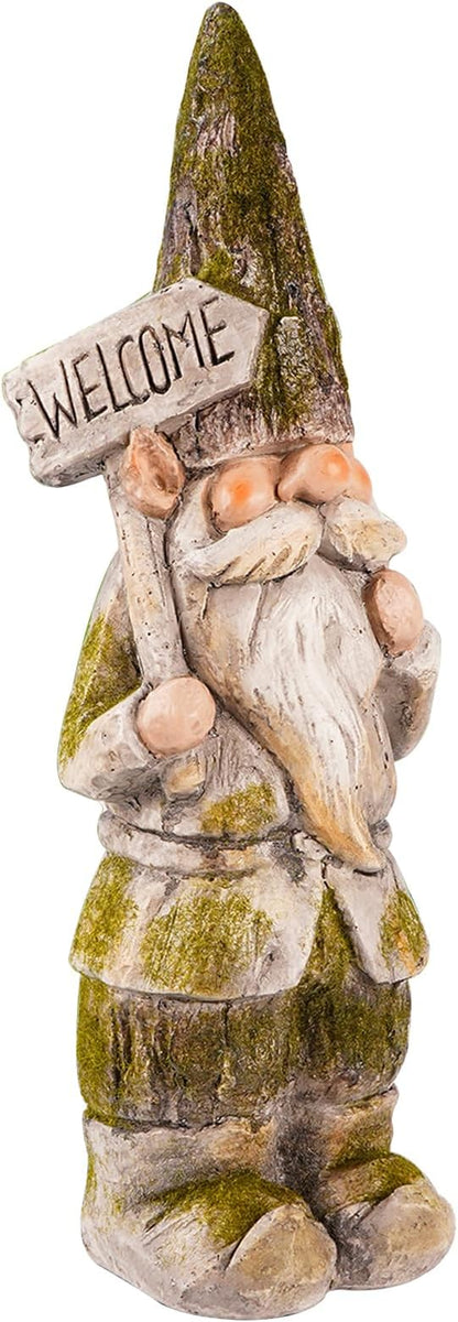 14”H Garden Gnomes Outdoor, Funny Porch Greeter Welcome Gnomes Decorations for Yard Patio Lawn, Resin Gnome Statues for Garden Decor, Unique Christmas Gnome Gift for Women