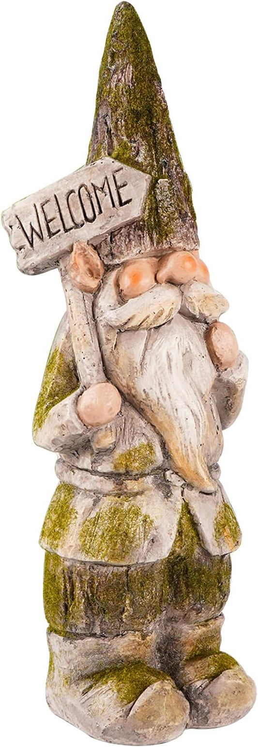 14”H Garden Gnomes Outdoor, Funny Porch Greeter Welcome Gnomes Decorations for Yard Patio Lawn, Resin Gnome Statues for Garden Decor, Unique Christmas Gnome Gift for Women