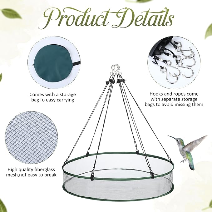 Universal Wild Bird Seed Catcher Hanging Hoop Platform Bird Seed Catcher Tray for Hummingbird Feeders Bee Feeder Outdoor Garden Accessories(1 Pieces,24 Inch)