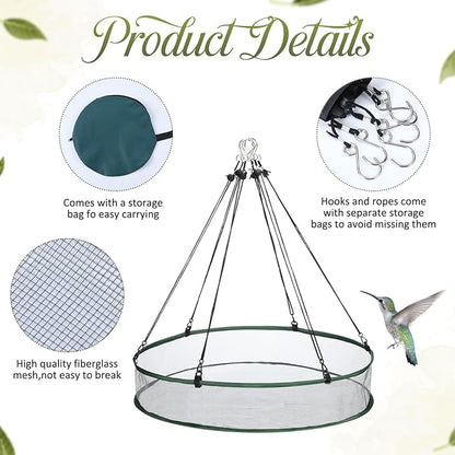 Universal Wild Bird Seed Catcher Hanging Hoop Platform Bird Seed Catcher Tray for Hummingbird Feeders Bee Feeder Outdoor Garden Accessories(1 Pieces,24 Inch)