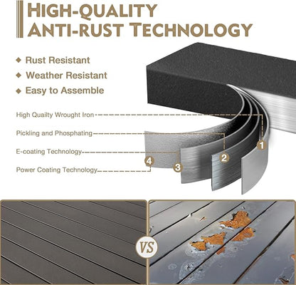 MELLCOM Patio Swivel Chair Set of 2, Heavy Duty Outdoor Dining Chairs with Thickened Cushions, Metal Patio Chairs Gentle Rocker for Outside, Khaki