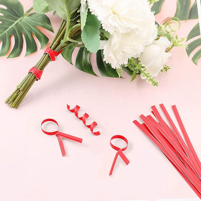 APQ Red Metallic Twist Ties for Bags, 6 inches. 2000 Pack Plastic-Coated Bread Twist Ties for Treat Bags. Reusable Bread Ties. Light Metallic Twist Tie. Heavy-Duty Twisty Ties for Bags