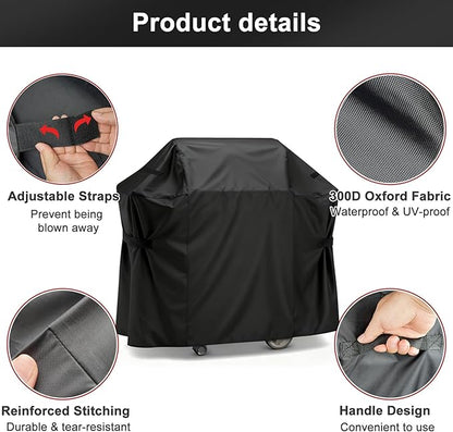 LBTING Grill Cover, 44-inch Heavy Duty 300D Oxford Waterproof Windproof UV Resistant BBQ Gas Grill Cover for Outdoor Barbecue Fit Most Brands Weber, Brinkmann, Char Broil, Holland