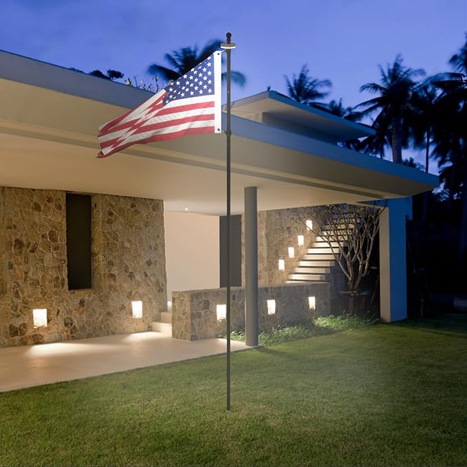 ZMTECH 1PC Solar Light for Flag Pole, Waterproof Outdoor Lighting for 5-10FT Flagpoles, Auto On/Off with Solar Charging, Fits 1in Diameter Poles (White)