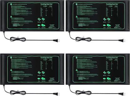 4 Pack Seedling Heat Mat Heating Mat for Seedlings Grow Mats Waterproof Hydroponic Heating Pad Heat Plant Heating Mat for Indoor Plants Grow Seed Starting Greenhouse(10" x 20.75")