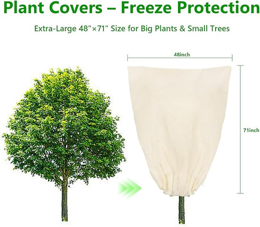 Plant Covers Freeze Protection, 4 Pack Round Frost Blankets for Outdoor Plants (71"x48") – Winter Plant Covers, 2.4oz/yd² Frost Cloth Plant Protection for Trees, Shrubs & Potted Plants