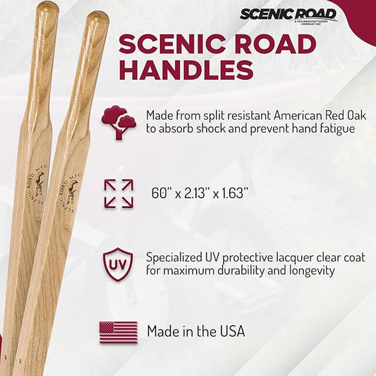 SCENIC ROAD Replacement Wheelbarrow Handles, American Red Oak, Fits Scenic Road Maroon Wheelbarrows, 2-1/8" Wheelbarrow Handles