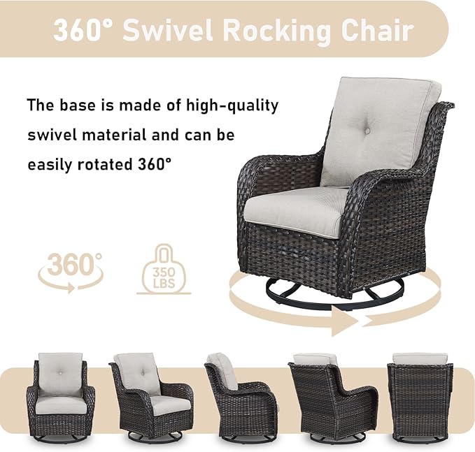 Wicker Outdoor Conversation Se with 50,000 BTU Gas Propane Fire Pit Tablet-6 Pieces Outdoor Wicker High Back Couch Patio Furniture for Deck Poolside Backyard