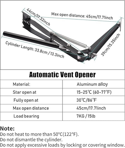 2X Auto Vent Opener Solar Automatic Window Opener for Greenhouse Heat Sensitive Roof Vent Opener Auto Vent Kit Gardening Tools Greenhouse Accessories Hothouse Roof Vent Kit (Dual Spring Up to 30lbs)