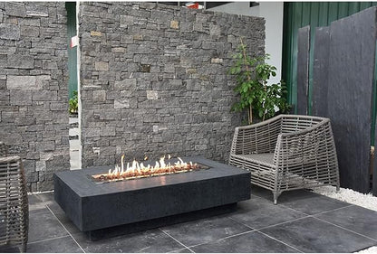 Elementi | Hampton Gas Fire Pit Cast Concrete 56" Rectangular Fire Table, Outdoor Fire Pit Electronic Ignition | Canvas Cover, Lava Rock Included | Dark Gray (Natural Gas)