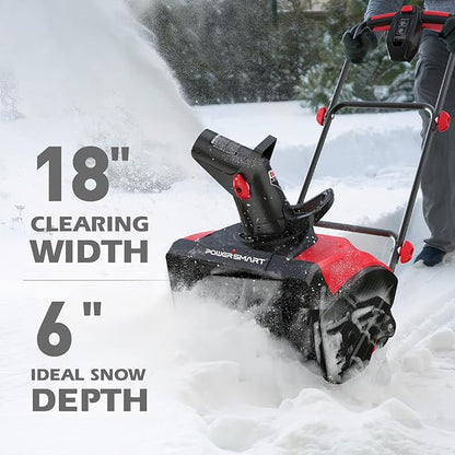 PowerSmart 18" Corded Snow Blower, Electric Snow Thrower with 15-Amp Motor, 2200 RPM, 30' Throwing Distance DB7517
